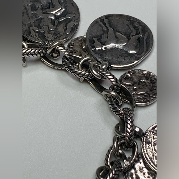 Silpada RARE HTF Sterling Silver ROMAN COINS ChaCha Rolo Chain Link Bracelet - Picture 6 of 16